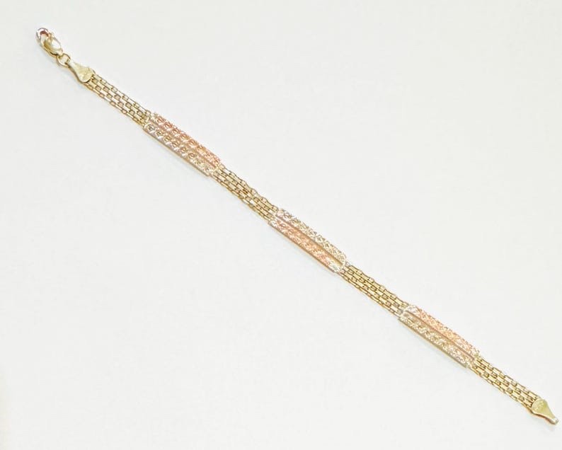 MCM Solid 10k Multitone Yellow, Rose, & White Gol… - image 2