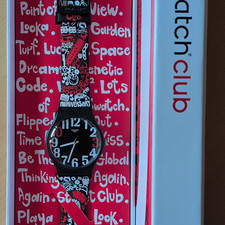 Swatch Club GK-140 Quarz Armbanduhr schwarz*rot*weiß , 30 m mit Originalbox