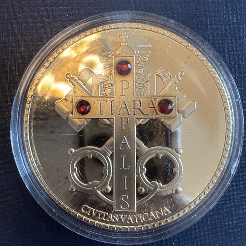 Tiara Papalis Benedict XVI Coin Proof Gold Plated with Red Garnets