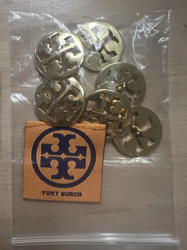 5 bottoni di ricambio TORY BURCH 1'' logo ritagliato oro e etichetta marca nome