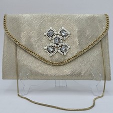Vintage Landry Gold Woven Evening Clutch Chain Strap Medium
