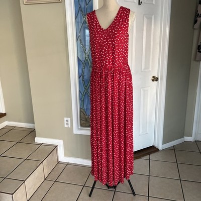 COSMIC BEAUTY Red Polka Dot Maxi Dress Size XL  Sleeveless