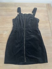 American Eagle Outfitters Black Corduroy Stretch Overall Dress Size 14