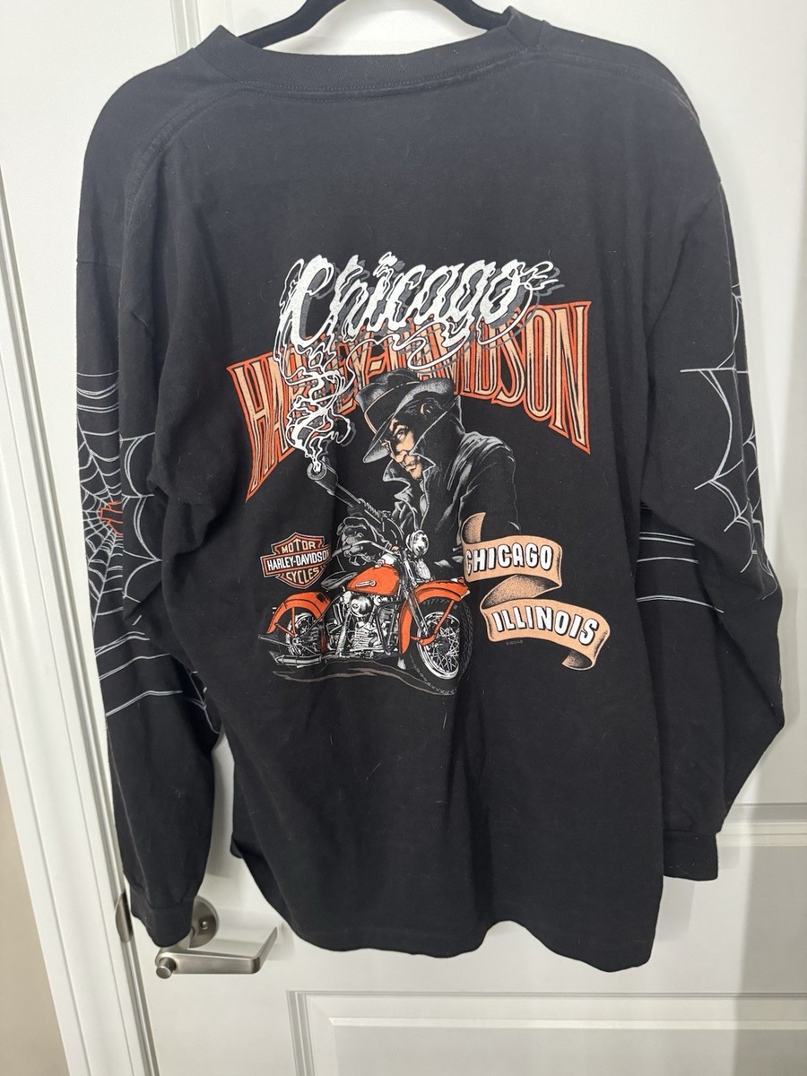 Vintage Harley Davidson Shirt Mens Large Spider Web Long Sleeve