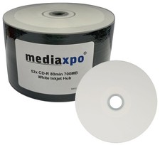 100 Grade A 52x CD-R 80min 700MB White Inkjet Hub Printable (Shrink Wrap)