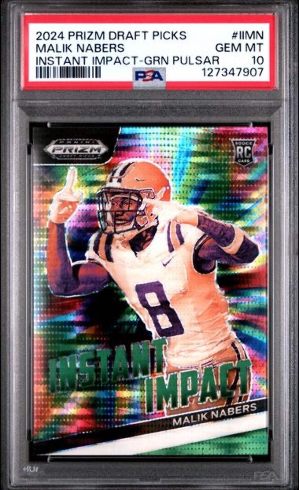 Malik Nabers Panini Prizm Draft Picks Instant Impact #IIMN Green Pulsar