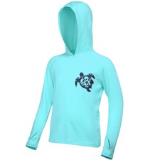 Boys UPF 50 Swim Hoodie Sun Protection Long Sleeve Fishing Shirt