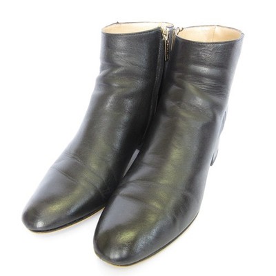Sergio Rossi Leather Short Boots, Size 35.5 Black Women USED