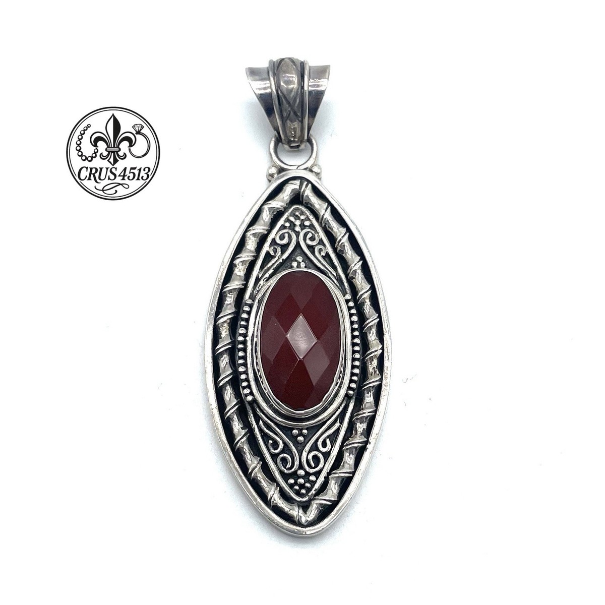 BA Indonesia Artisan Of Bali Sterling Silver & Carnelian Pendant
