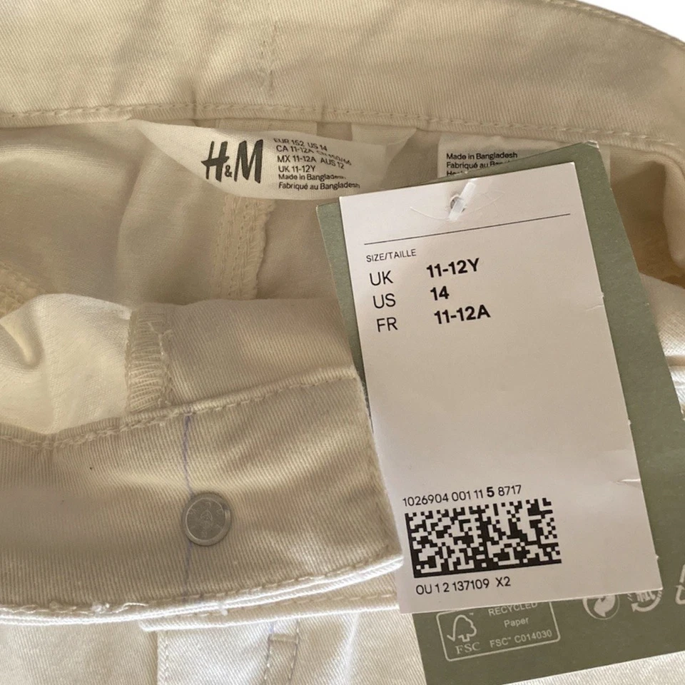 Pantalones cortos de jean blancos talla 14 H&M para niñas nuevos con etiquetas Foto 4 de 4