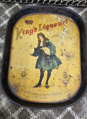 Vintage old rare collectible advertising tin tray king liqueur