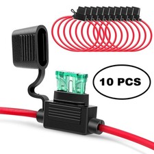 Blade Fuse Holder Cover 12V 30AMP 10 Pack 14AWG In-line ATO/ATC fuse holder