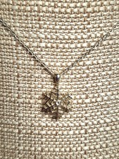 Silver Tone Sparkling Crystal Snowflake Pendant Necklace 15"