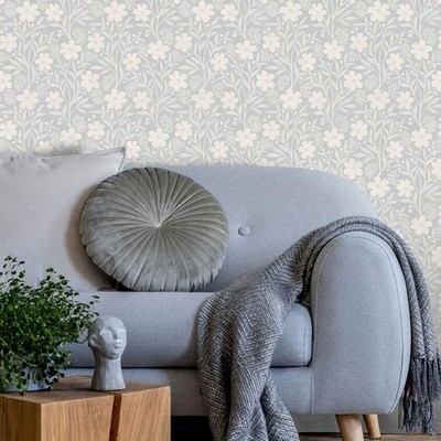 Elegant Soft Blue Wallpaper Berry Floral Pattern Living Room 100365AH