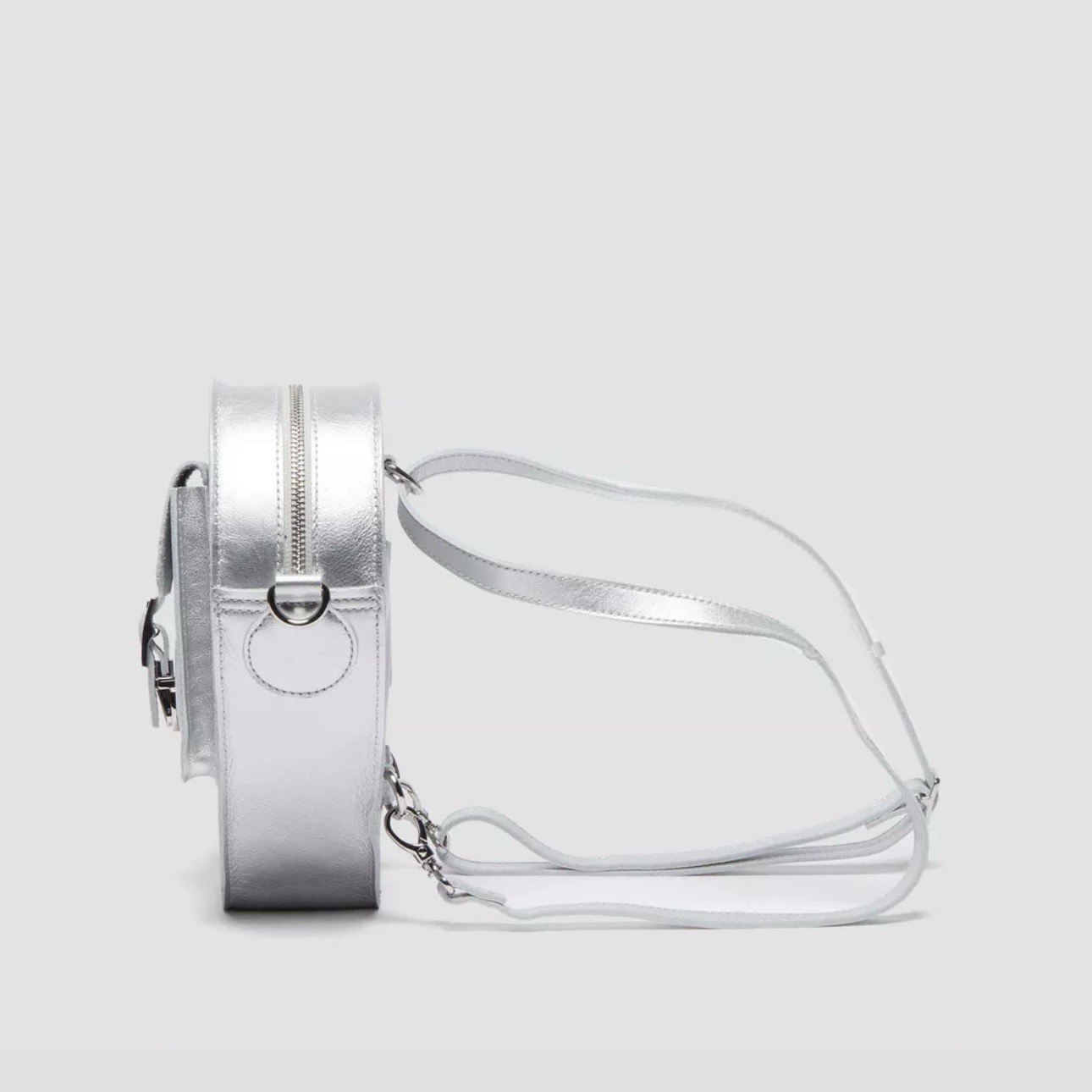 Dr. Martens Heart Shaped Leather Backpack Cross Body Bag Handbag Silver NWT RARE image 6