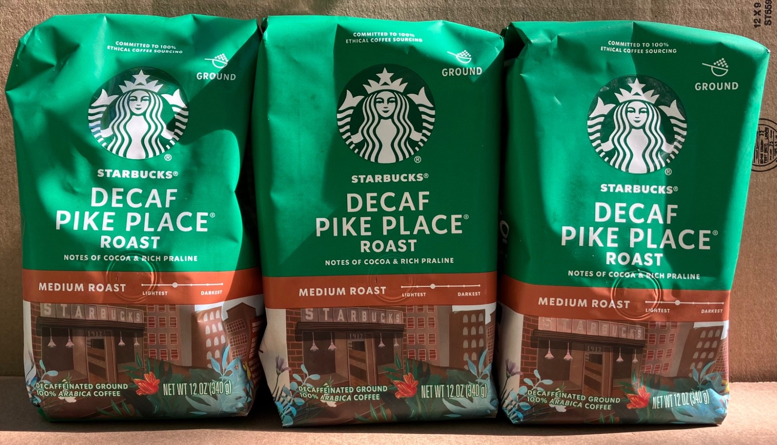 Starbucks Decaf Pike Place Roast Ground Coffee 3 Packages Medium Roast