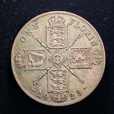 FOREIGN SILVER COIN - Great Britain, One Florin, 1923, KM-817a, VF-XF CONDITION