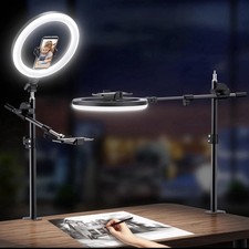 Ring Light with Stand and Phone Holder, Overhead Phone Mount, Phone Stand for...