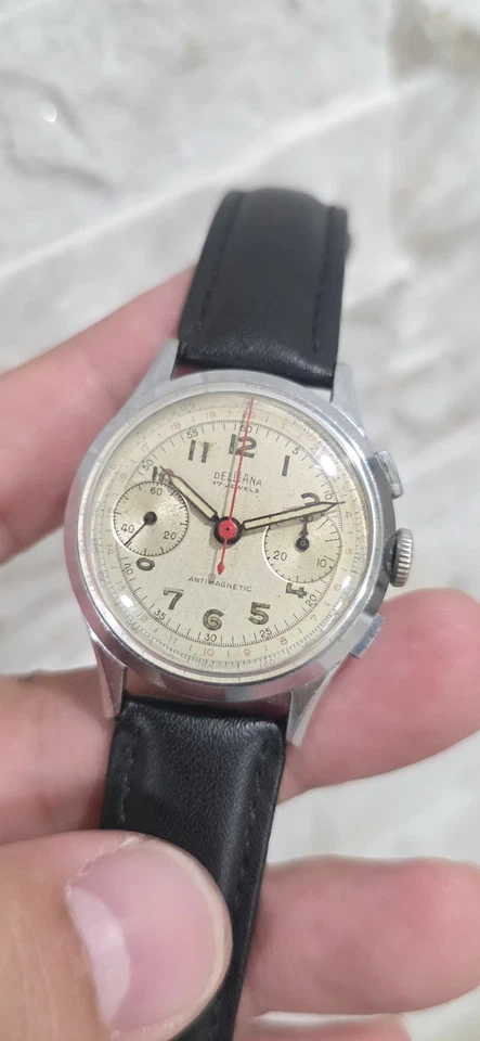 Vintage Delbana Antimagnetic Chronograph Landeron 48 17 Jewels Swiss Made - Image 3 of 4