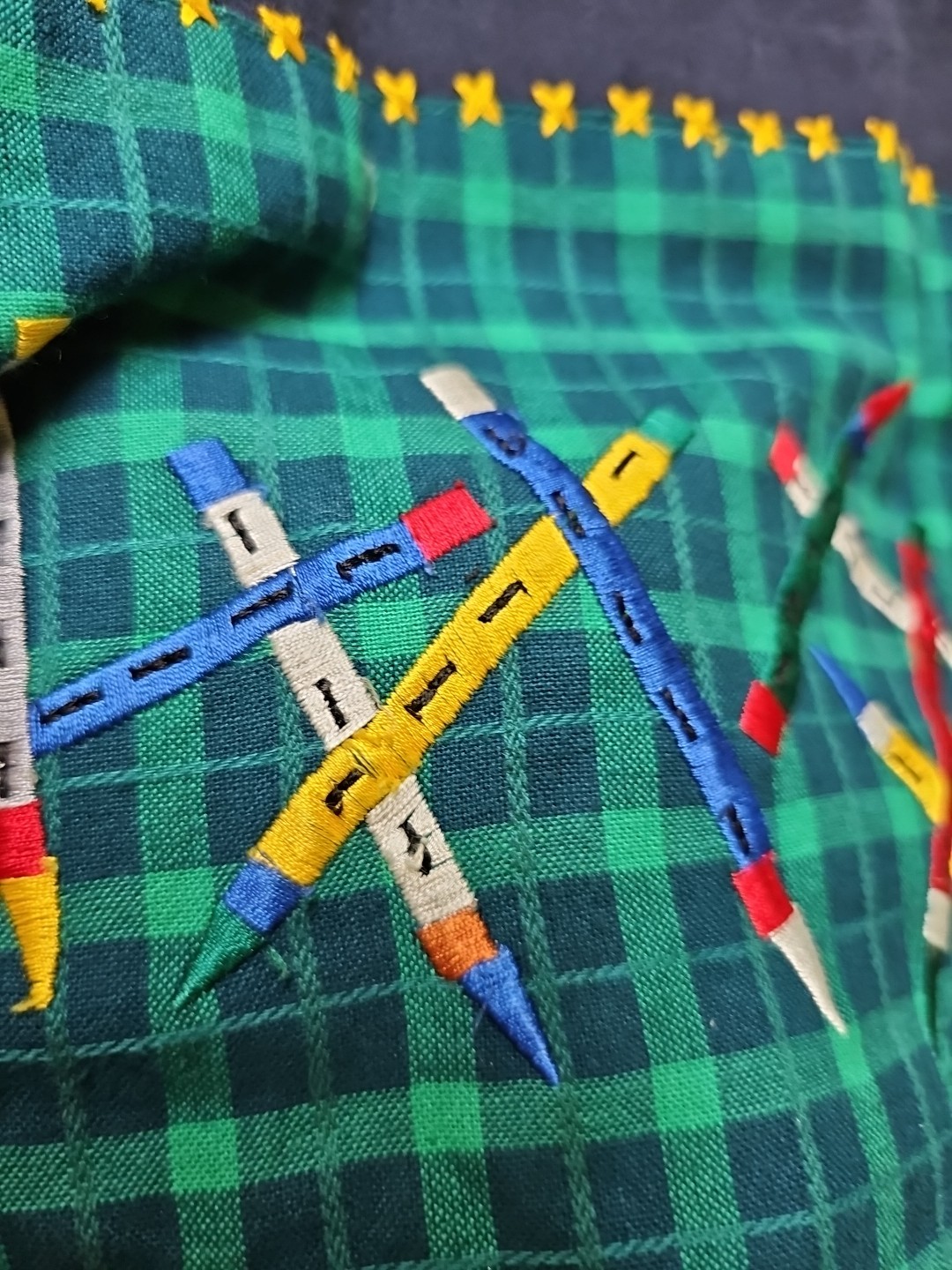 Vtg Embroidered School Days Patchwork Design Vest… - image 12