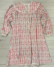 Lanz of Salzburg Flannel Night Gown Tyrolean Folk Art Floral Cottage Grandma Sm