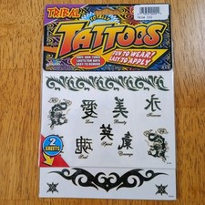 Totally Tattoos Temporary Tribal Black Glitter Tattoos 2 Sheets JARU 52