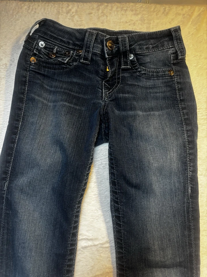 Pantalones de mezclilla True Religion 25 vintage para mujer Serena ajustados hechos en EE. UU. bolsillo con solapa Y2K Foto 2 de 4