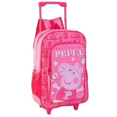 Peppa Pig Pink Wheeled Trolley Backpack Kids Suitcase Cabin