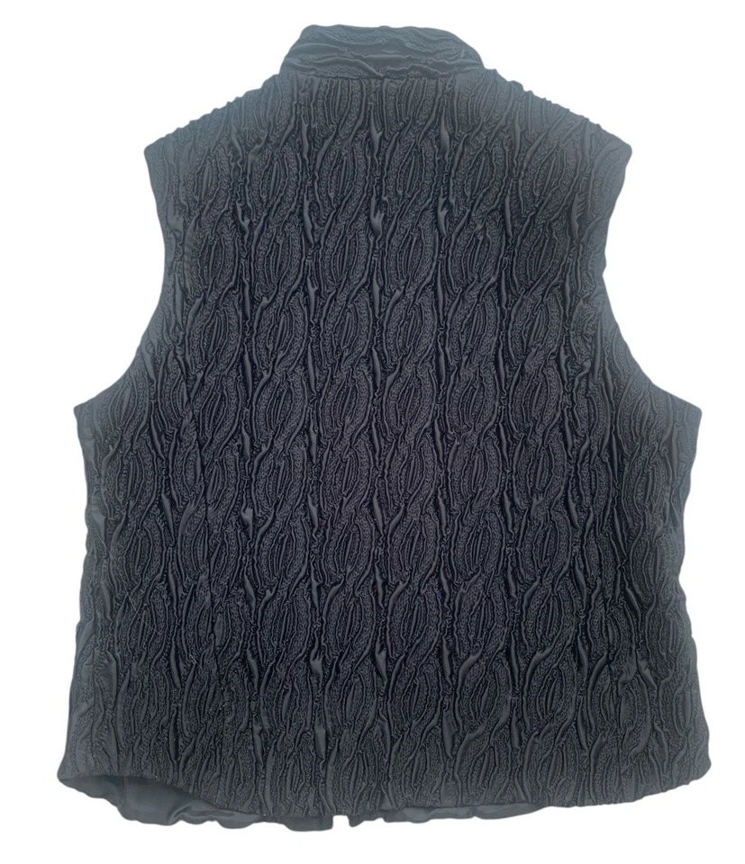 Chaleco Taylor Brooke Negro Texturizado Sin Mangas con Cremallera Bolsillos con Cremallera Para Mujer Talla XL Foto 4 de 4