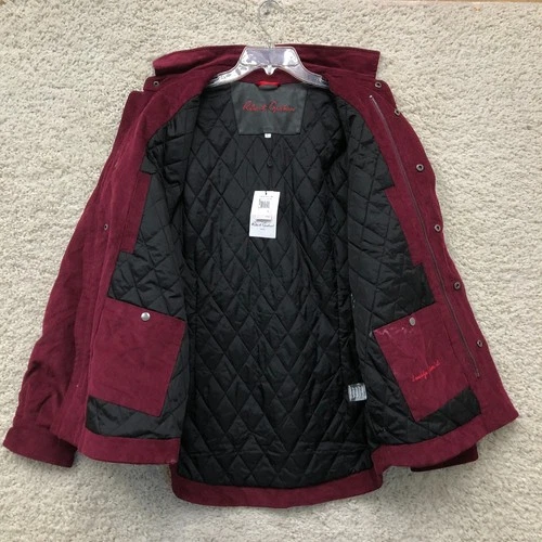 NEW Robert Graham Jacket Large Adult Red Burgundy Corduroy Quilted Lined Mens L image 4