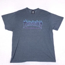 Thrasher Magazine Flame Logo T-Shirt XL Gray Graphic Tee Skater Streetwear