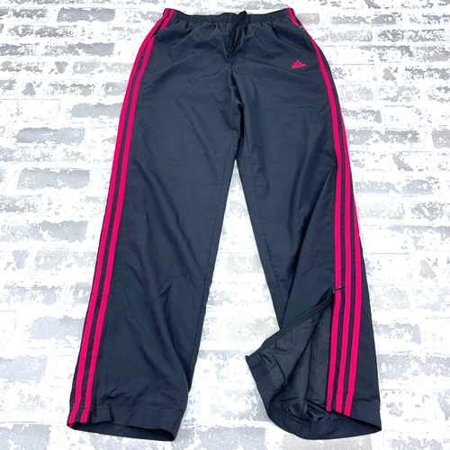 Adidas Pants Women Small Gray Pink Windbreaker Track Suit Warm Up Joggers Ladies