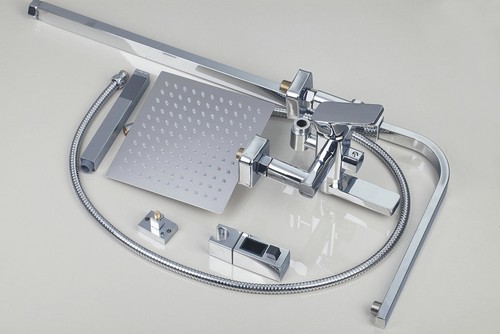 Bathroom Ultra Thin Shower Head Tub Sink Mixer Faucet & Hand Held Sprayer Set - Picture 10 of 47