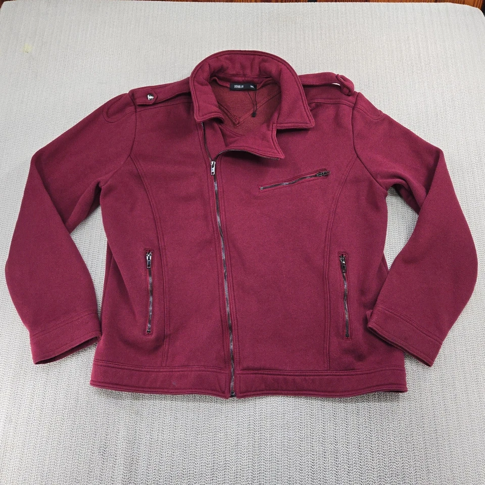 Chaqueta de motociclista Doublju Jersey para hombre 3XL XXXL roja borgoña granate cremallera completa polar Foto 2 de 4
