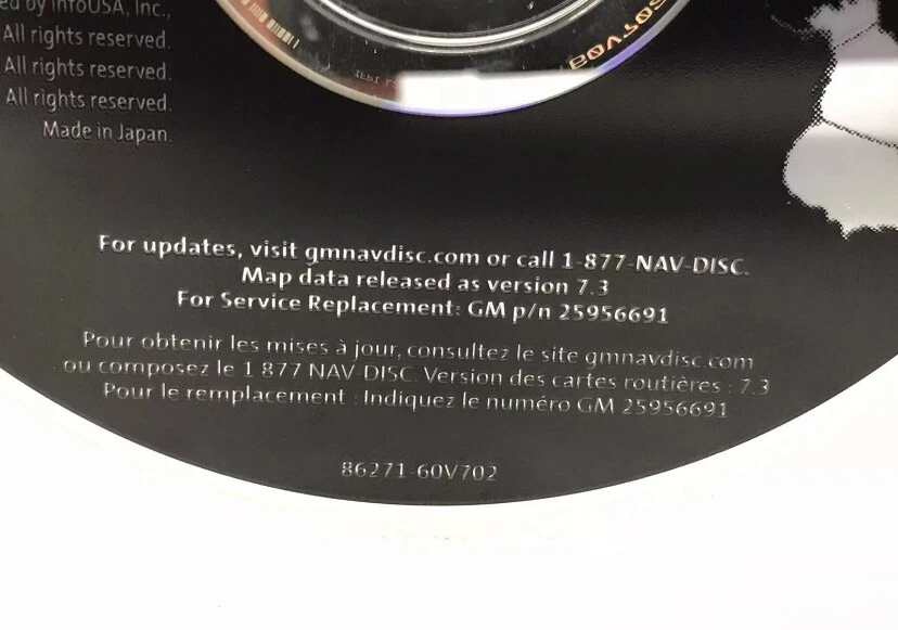 NAVIGATION SYSTEM MAP DVD USA/CANADA P/N 25956691 VERSION 7.3 "D030" - Image 4 of 4