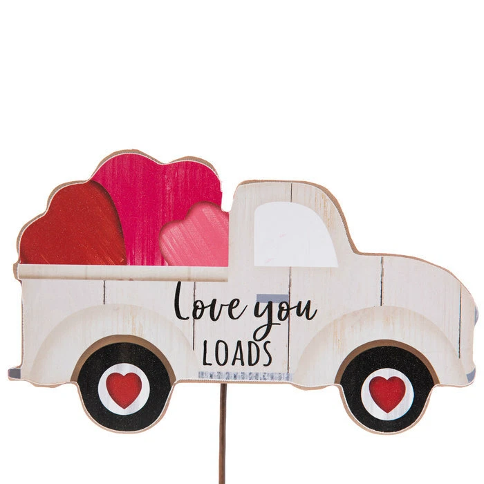 White Love Truck Wood Garden Stake.Plant it in a flower pot or in the flower bed - Image 3 of 4