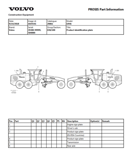 Volvo G946 Motor Grader Service Repair Manual Parts Catalog Construction PDF - Picture 2 of 3