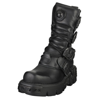 New Rock Boot Metallic M-391-s18 Unisex Black Platform Boots | eBay