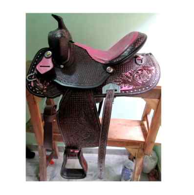 STG Western Horse Saddle Pink Barrel Racing Show Premium Horse Saddle Full Set