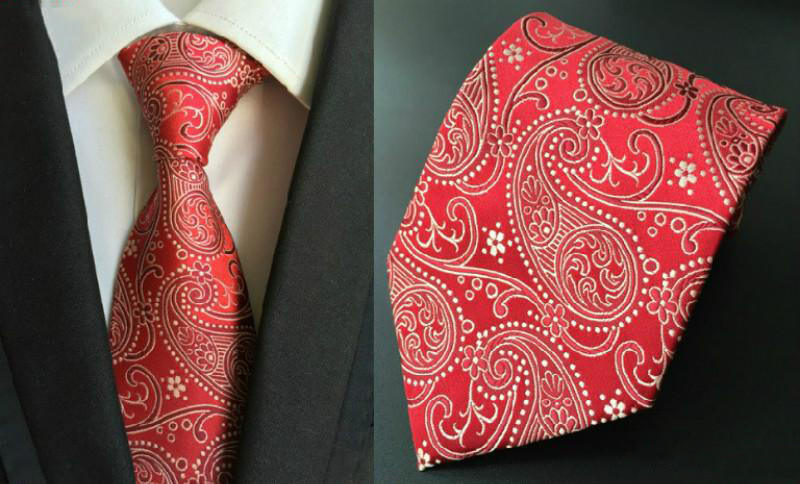 Corbata Pañuelo Rojo Plateado Paisley Club Para Hombre