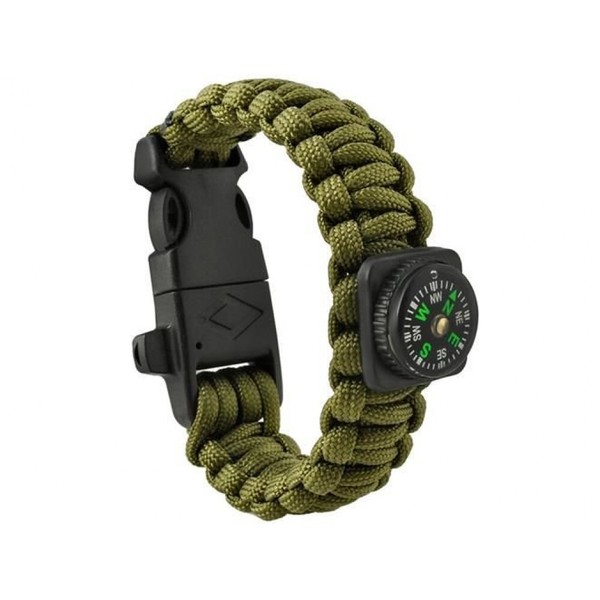 Survival Outdoor Armband | Kompass Feuerstein Messer Signal-Pfeife Paracord Seil-image