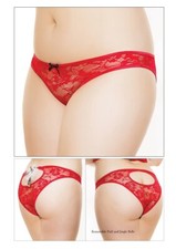 Queen Size Christmas Crotchless Panty Open Rear Removable Jingle Bells Puff