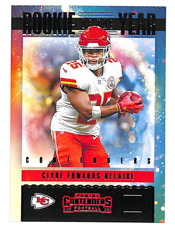2020 Panini Contenders Clyde Edwards Helaire Rookie Of The Year card Chiefs