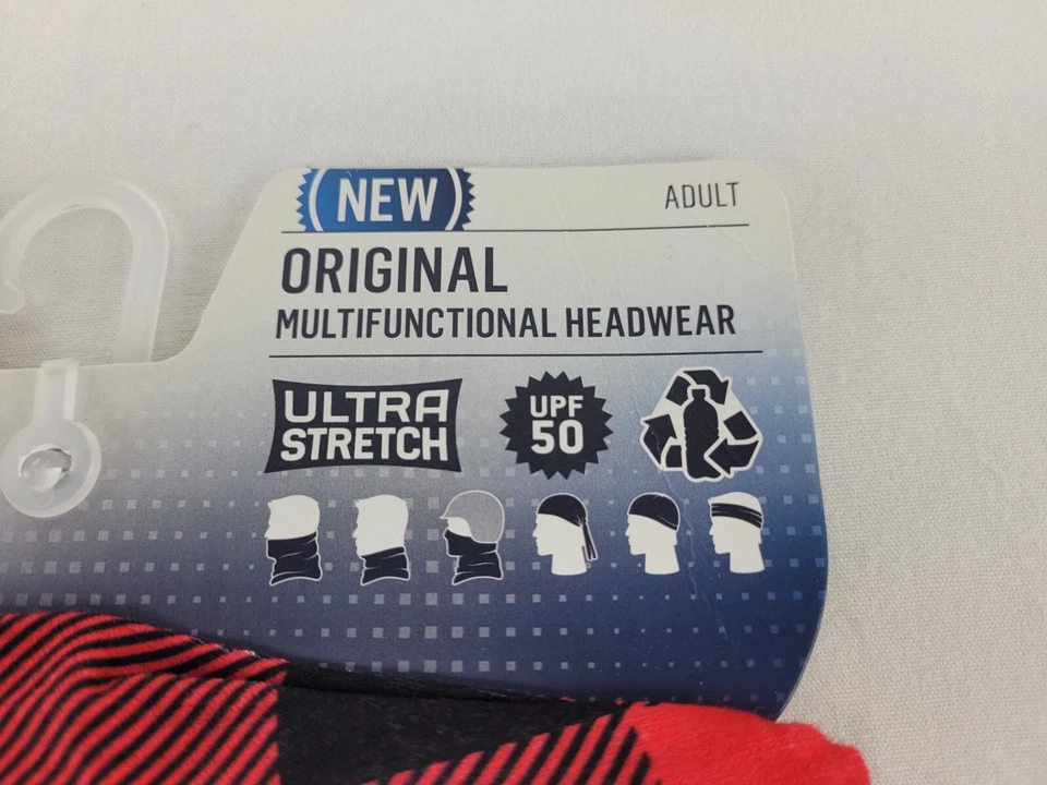 Buff Original Multifunctional Headwear Neckwear Gaiter UPF 50 - Red Plaid Foto 2 de 4