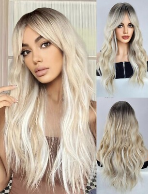 Perruque Synthétique Blonde Dorée Longue Et Ondulée - Bonnet Moyen Avec 4 Bonnets Offerts !
