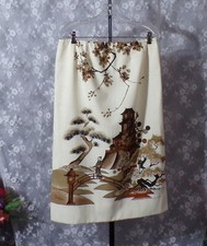 Vintage Alfred Shaheen Skirt Size Medium Asian Print Pencil Straight Mod Boho