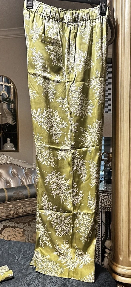 Conjunto Pantalón Rebecca Taylor Talla M Verde Blanco Floral Talla M Foto 4 de 4