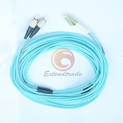 Armored LC-FC UPC MM OM3 10GB Cable Duplex Fiber Optical Jumper Patch Cord 30m #