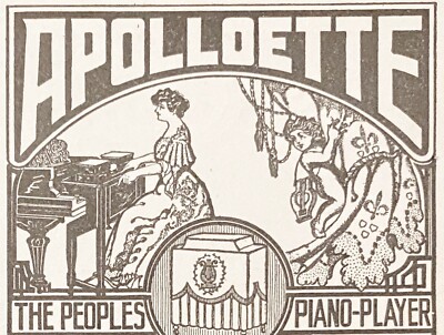 1903 APOLLOETTE Peoples Piano Player Vtg Print Ad~Melville Clark of Apollo Co.