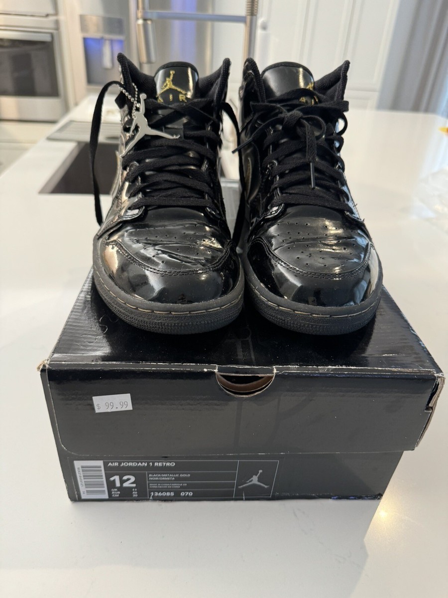 Nike Air Jordan 1 Retro Black Patent Leather Metallic Gold